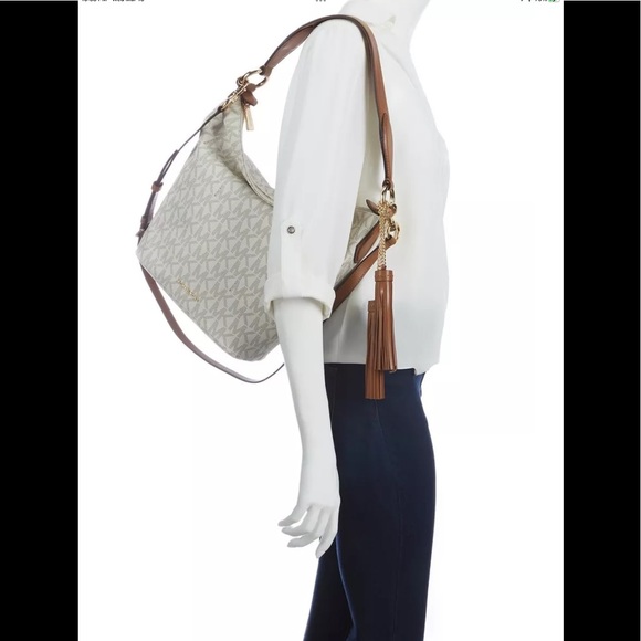 NWT Michael Kors MK Signature Vanilla Elana Convertible Shoulder Bag - Picture 6 of 15